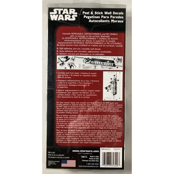 Star Wars 8 Wall Decals • NEW • Disney, Storm Trooper, Tie Fighter - Picture 2 of 2